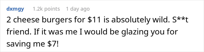 Comment discussing a person cutting contact with a friend after a negative experience at the McDonald’s drive thru.