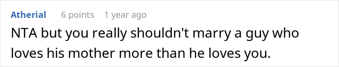 Comment text on a white background discussing a mother-in-law deciding to wear a white dress for her son's wedding and the bride's reaction.