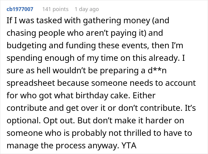 Comment discussing frustration with managing funds and accountability, highlighting shady fund manager and refusal to pay more. Comment discussing frustration with managing funds and accountability, highlighting shady fund manager and refusal to pay more.