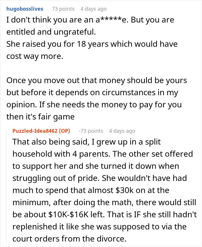 Online debate over teen’s missing $30k and mom’s vague answers sparks claims of ungratefulness and entitlement. Online debate over teen’s missing $30k and mom’s vague answers sparks claims of ungratefulness and entitlement.