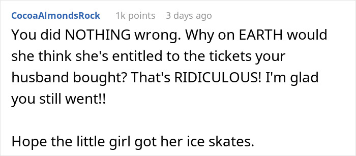 Comment on grandma’s savage holiday clapback defending tickets, calling entitled ex-daughter-in-law ridiculous and a Grinch. Comment on grandma’s savage holiday clapback defending tickets, calling entitled ex-daughter-in-law ridiculous and a Grinch.
