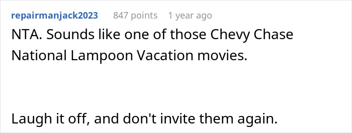 Reddit comment discussing a Thanksgiving host left in shock after family clears all leftovers, leaving an empty fridge.