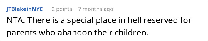 Screenshot of an online comment about bio mom throwing a fit after daughter honors dad's bestie as mom at wedding.