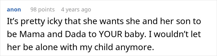 Screenshot of a comment expressing concern about a mama and toddler interaction regarding childcare and safety. Screenshot of a comment expressing concern about a mama and toddler interaction regarding childcare and safety.