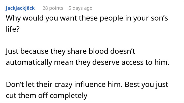 Screenshot of a Reddit comment discussing family trust issues and influence related to MIL and premature birth conflicts.