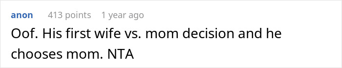 Screenshot of a forum comment discussing a mother-in-law's decision to wear a white dress for son's wedding and bride's reaction.