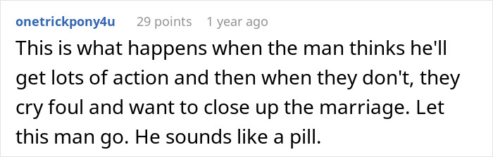 Screenshot of a Reddit comment discussing a man struggling with an open marriage, feeling insecure and overwhelmed.