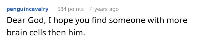 Screenshot of a Reddit comment reacting to a story about a woman dumping her cheating boyfriend over astrology.