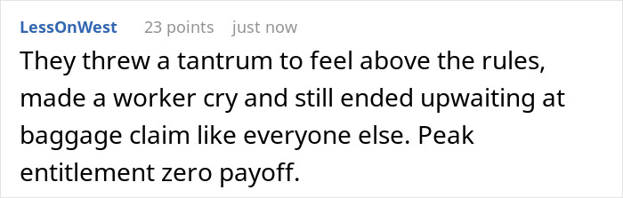 Entitled British woman causing a scene over airline luggage policy, making an airline worker cry during baggage claim.