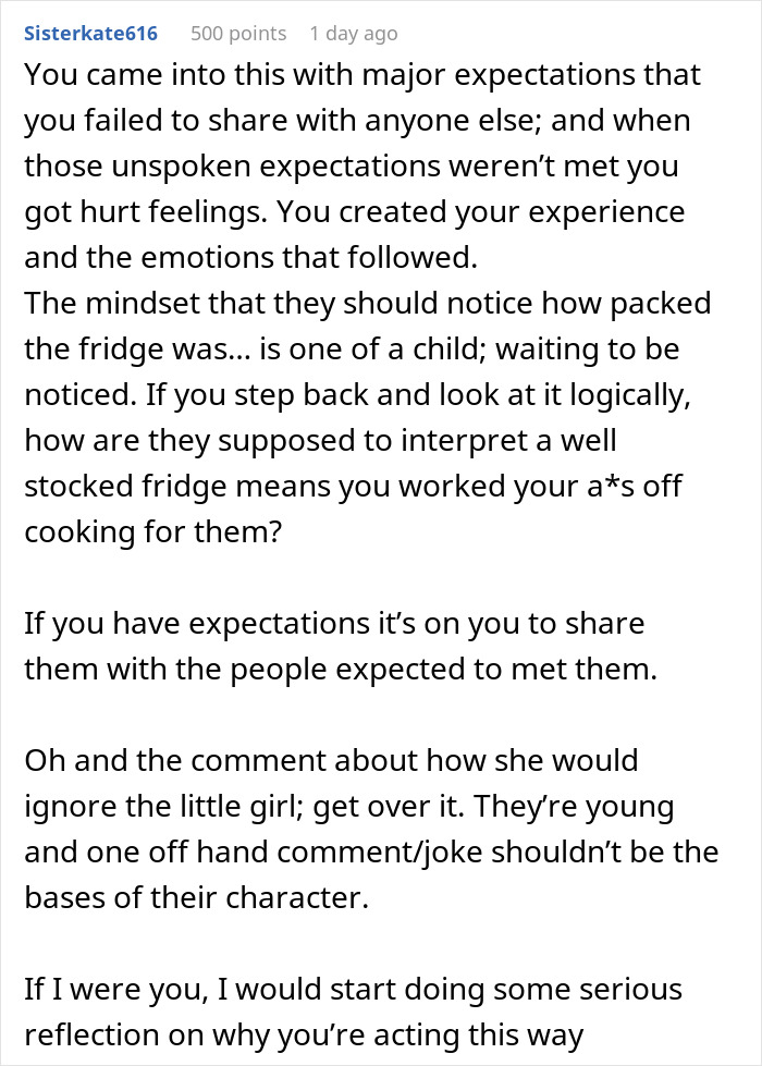 Commenter explains frustration of woman bending over backwards for boyfriend’s son and his girlfriend and feeling disgusted by their treatment.