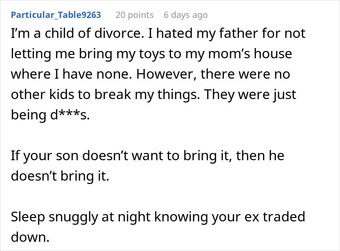 Text post discussing a dad trying to protect his son's gift from his ex’s new family and ensuing drama. Text post discussing a dad trying to protect his son's gift from his ex’s new family and ensuing drama.