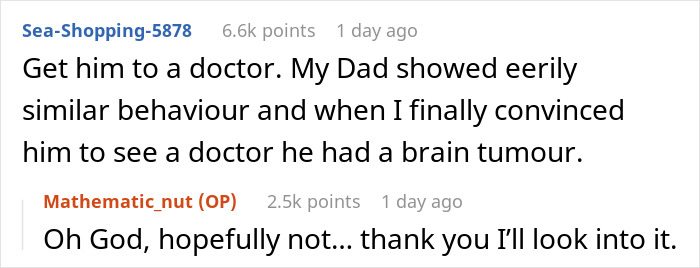 Reddit comment screenshot reading Get him to a doctor, woman says boyfriend forgets her, commenters express worry Reddit comment screenshot reading Get him to a doctor, woman says boyfriend forgets her, commenters express worry