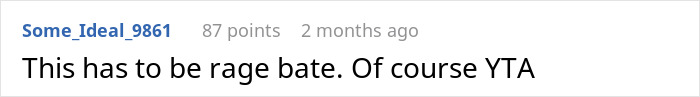Forum comment text displayed on a white background, discussing a disagreement with the statement This has to be rage bate. Of course YTA. Babysit sister kids hockey topic. Forum comment text displayed on a white background, discussing a disagreement with the statement This has to be rage bate. Of course YTA. Babysit sister kids hockey topic.