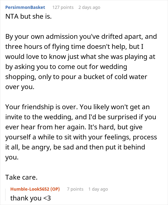 Wedding dress shopping trip turns emotional as painful friendship wake-up call unfolds during the night and morning.