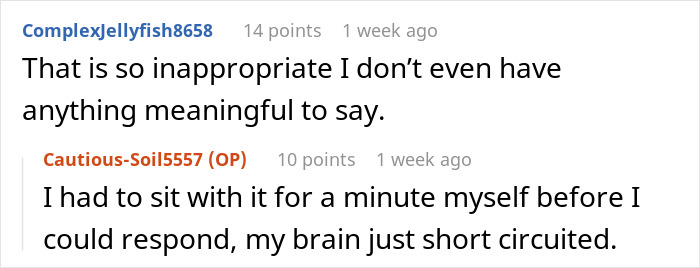 Online forum exchange showing users reacting to a boss asking an employee to host entire family, expressing shock and confusion. Online forum exchange showing users reacting to a boss asking an employee to host entire family, expressing shock and confusion.