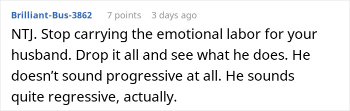 Screenshot of online comment discussing emotional labor and describing a dad giving teen son dating advice from 1955.