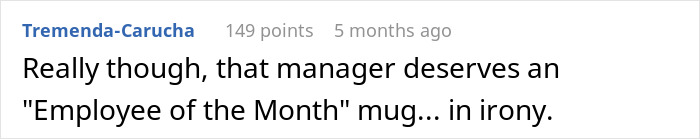 Comment text about a boss making an employee hire his crush, leading to a horrible outcome in a humorous online discussion. Comment text about a boss making an employee hire his crush, leading to a horrible outcome in a humorous online discussion.