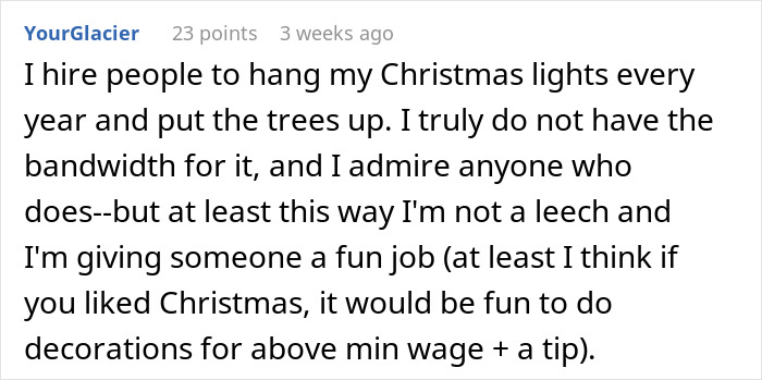 Text post about hiring help for Christmas decorations, highlighting adults avoiding labor while moms do all the work. Text post about hiring help for Christmas decorations, highlighting adults avoiding labor while moms do all the work.