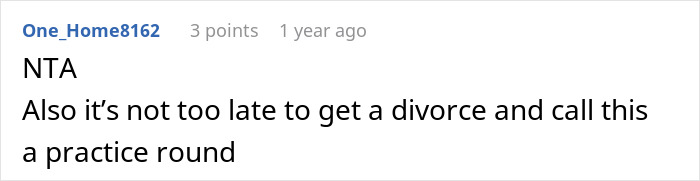 Screenshot of a forum comment discussing a mother-in-law choosing a white dress for son's wedding and bride's reaction.