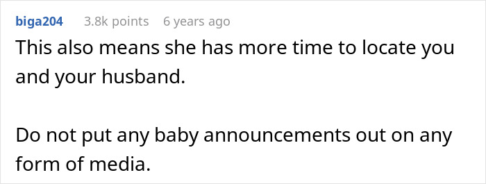 Comment discussing precautions about baby announcements after unhinged MIL loses job due to revengeful DIL’s promotion discovery Comment discussing precautions about baby announcements after unhinged MIL loses job due to revengeful DIL’s promotion discovery
