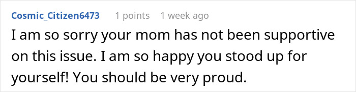 Comment praising a woman for standing up for herself after putting coworker on blast on social media.