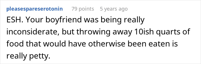 Screenshot of a forum comment discussing a boyfriend’s inconsiderate act involving salting a pot of chili in a relationship conflict. Screenshot of a forum comment discussing a boyfriend’s inconsiderate act involving salting a pot of chili in a relationship conflict.