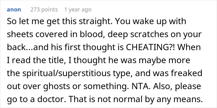 Comment discussing scratches on back and trust issues leading to desire for CCTV installation at home. Comment discussing scratches on back and trust issues leading to desire for CCTV installation at home.