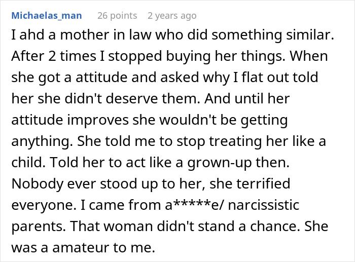 Text post discussing a woman upset over son's partner bringing gifts after being told no more tacky little trinkets. Text post discussing a woman upset over son's partner bringing gifts after being told no more tacky little trinkets.