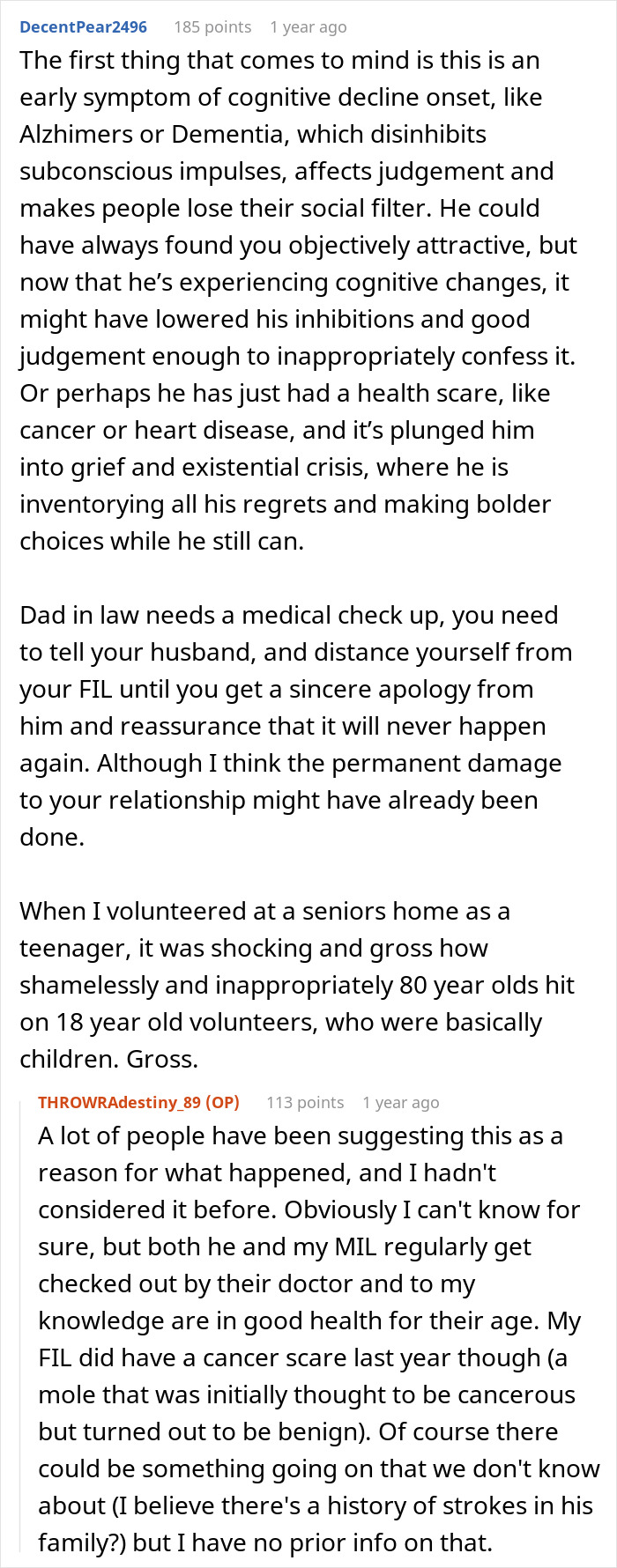 Woman shocked by FIL’s unexpected love confession, feeling lost after he asks her not to tell anyone. Woman shocked by FIL’s unexpected love confession, feeling lost after he asks her not to tell anyone.