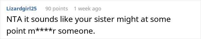 Comment warning about a violent sister, reflecting a teen living in fear of his sibling’s aggression. Comment warning about a violent sister, reflecting a teen living in fear of his sibling’s aggression.