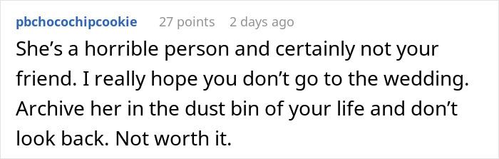 Comment on painful friendship wake-up call during a wedding dress shopping trip, expressing advice about toxic relationships.