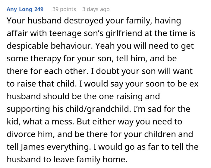 Man unsure if affair partner's baby is his child or grandchild as she&rsquo;s his son&rsquo;s recent ex causing family turmoil.