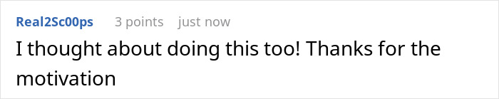 Screenshot of an online comment saying I thought about doing this too, thanking for the motivation in a white elephant gift discussion.