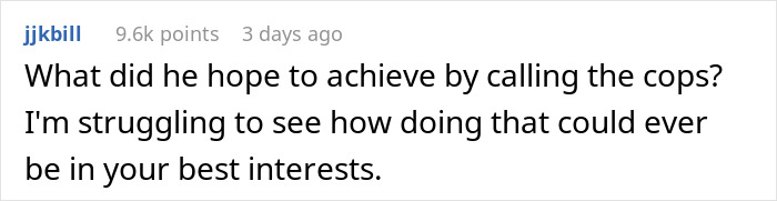Comment expressing confusion about the boyfriend calling the police over the woman’s novel content, seeking advice online.