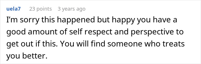 Screenshot of an online comment expressing support for someone dealing with a shameless guy flirting during babysitting. Screenshot of an online comment expressing support for someone dealing with a shameless guy flirting during babysitting.
