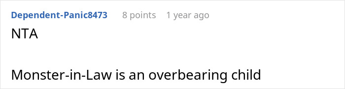 Comment discussing a mother-in-law deciding to wear a white dress to her son's wedding and causing conflict with the bride.