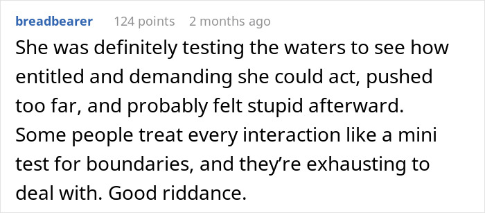 Screenshot of a forum comment discussing entitlement and boundary testing after lending a spare keyboard in a relationship. Screenshot of a forum comment discussing entitlement and boundary testing after lending a spare keyboard in a relationship.