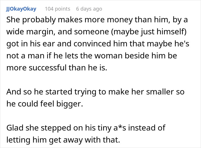 Comment discussing a guy mocking girlfriend for playing video games to unwind, questioning ladylike behavior. Comment discussing a guy mocking girlfriend for playing video games to unwind, questioning ladylike behavior.