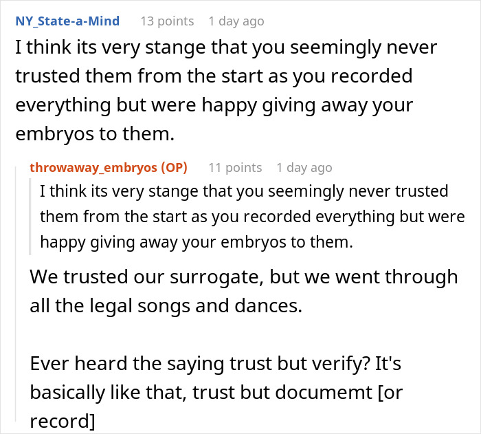 Couple discusses trust issues leading to decision to destroy embryos after surrogate's true colors are revealed. Couple discusses trust issues leading to decision to destroy embryos after surrogate's true colors are revealed.