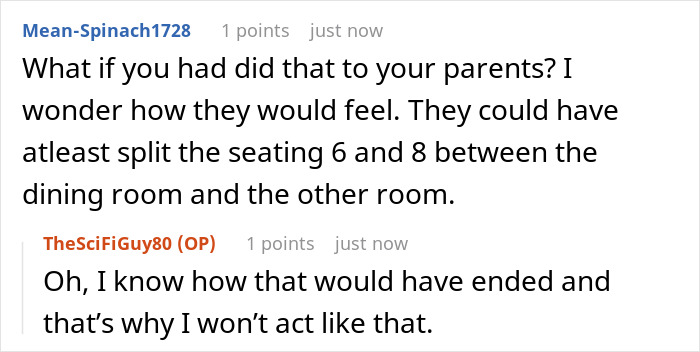 Commenters discuss parents letting friends sit at main table for Thanksgiving while son is annoyed at overflow table seating. Commenters discuss parents letting friends sit at main table for Thanksgiving while son is annoyed at overflow table seating.