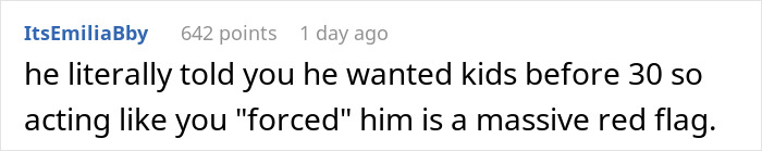 Comment about man wanting kids before 30 reacting negatively when girlfriend announces her pregnancy on social media. Comment about man wanting kids before 30 reacting negatively when girlfriend announces her pregnancy on social media.