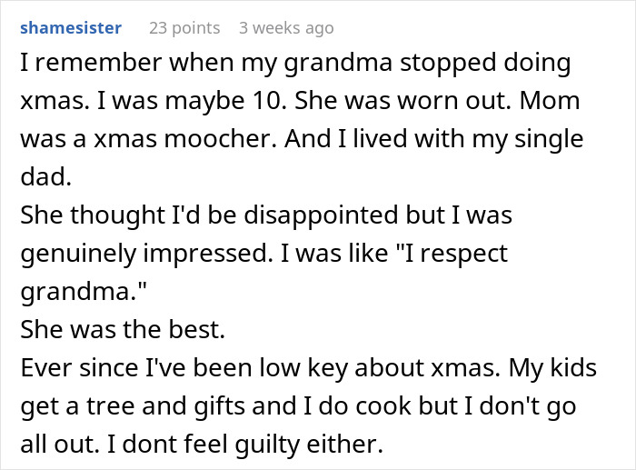 Comment discussing Christmas and family labor, highlighting feminist critique of moms doing most holiday work. Comment discussing Christmas and family labor, highlighting feminist critique of moms doing most holiday work.