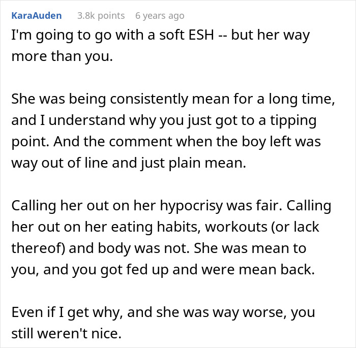 Screenshot of an online comment discussing being fed up with a coworker skinny-shaming while preaching body positivity.