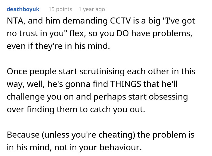 Comment on husband’s trust issues and demand for CCTV after wife’s unexplained scratches, highlighting relationship trust struggles. Comment on husband’s trust issues and demand for CCTV after wife’s unexplained scratches, highlighting relationship trust struggles.