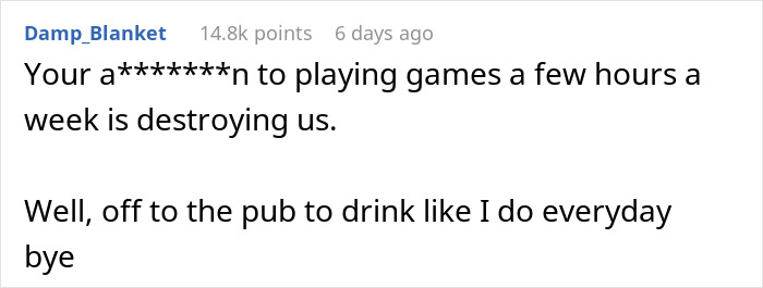 Screenshot of an online comment mocking a girlfriend for playing video games to unwind, calling it not ladylike. Screenshot of an online comment mocking a girlfriend for playing video games to unwind, calling it not ladylike.