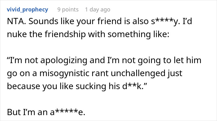 Reddit comment discussing a toxic man's rant about traditional wives and challenged misogynistic logic online. Reddit comment discussing a toxic man's rant about traditional wives and challenged misogynistic logic online.