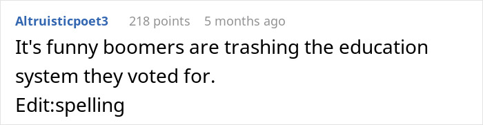 Comment on social media about older man bashing younger generations, with woman responding and shutting him down quickly. Comment on social media about older man bashing younger generations, with woman responding and shutting him down quickly.