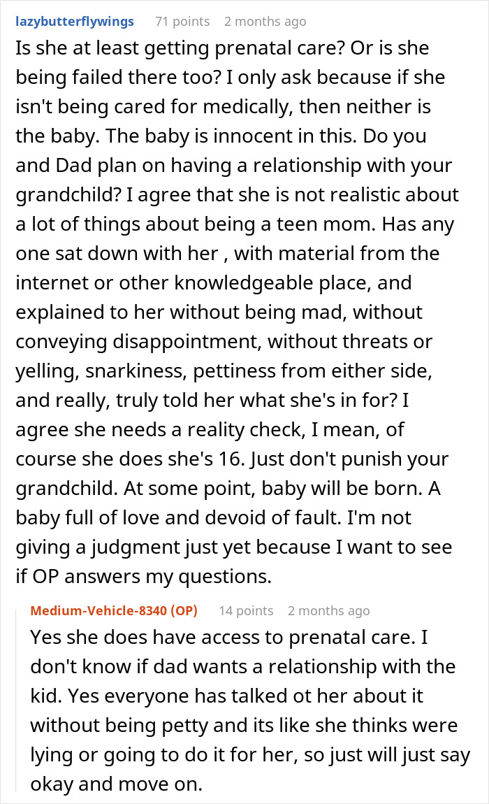 Text conversation about a stepmom delivering a brutal reality check to pregnant stepdaughter and family dynamics involved.