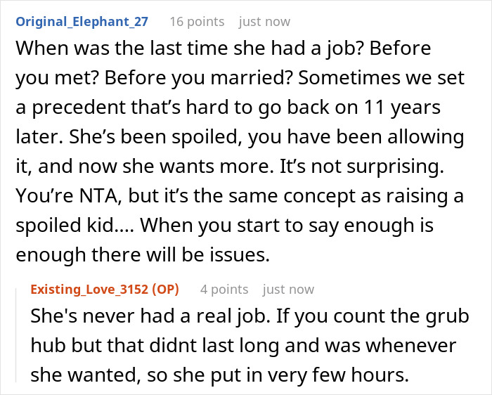 Reddit discussion about a stay-at-home mom feeling poor despite receiving $1K/month fun money from husband. Reddit discussion about a stay-at-home mom feeling poor despite receiving $1K/month fun money from husband.