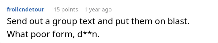 Screenshot of a Reddit comment discussing the Thanksgiving host left with an empty fridge after family clears leftovers.
